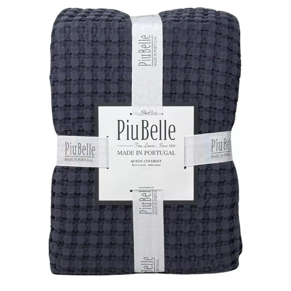 PiuBelle Portugal QUEEN Cotton French Blue Luxury Coverlet Bedspread Blanket NEW - Picture 1 of 2